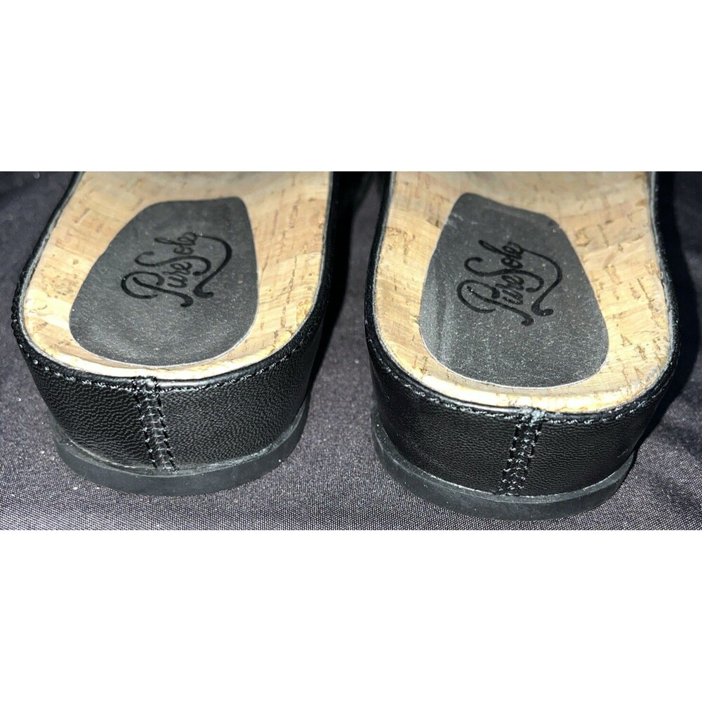 Pure Sole Cork Insole Sandals black leather with floral accent Women Sz 8 - Picture 6 of 14